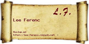 Lee Ferenc névjegykártya